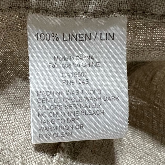 LILIBLEU Womens Linen Beige Wide Leg Cropped Pant, Size 10 -#303 - Picture 11 of 12